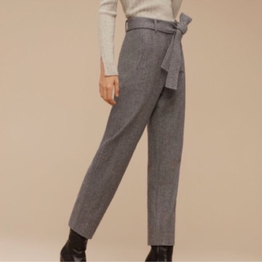 Aritzia Wilfred Jallade pant size 6 grey tweed with belt